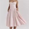 Samaria Ballerina rosa twill-korsett-midikjole