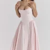 Samaria Ballerina rosa twill-korsett-midikjole