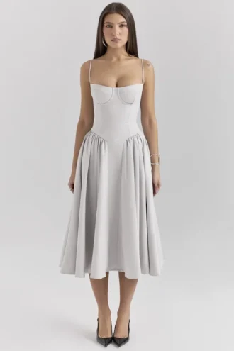 Samaria Dove Grey korsetter-midikjole
