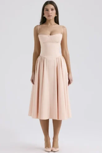 Samaria Peach Parfait Twill Korsetter Midi Kjoler