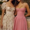 Samaria Raspberry Cotton Twill Korsetter Midi Kjoler