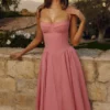 Samaria Raspberry Cotton Twill Korsetter Midi Kjoler