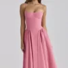 Samaria Raspberry Cotton Twill Korsetter Midi Kjoler