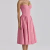 Samaria Raspberry Cotton Twill Korsetter Midi Kjoler