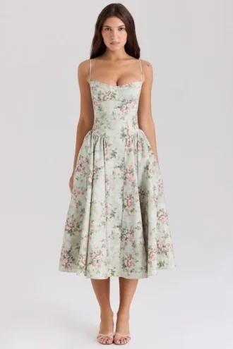 Samaria Sage blomstertrykk bomulls midi-kjole