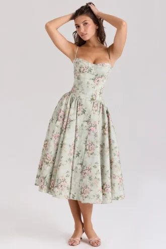 Samaria Sage blomstertrykk bomulls midi-kjole