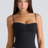 Samaria svart stretch-twill korsetter-topper