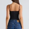 Samaria svart stretch-twill korsetter-topper