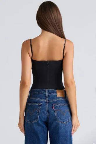 Samaria svart stretch-twill korsetter-topper