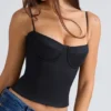 Samaria svart stretch-twill korsetter-topper