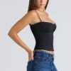 Samaria svart stretch-twill korsetter-topper