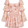 Sancia engelsk vintage roseprint minikjole med puffermmer