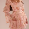 Sancia engelsk vintage roseprint minikjole med puffermmer