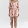 Sancia engelsk vintage roseprint minikjole med puffermmer