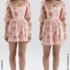 Sancia engelsk vintage roseprint minikjole med puffermmer