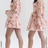 Sancia engelsk vintage roseprint minikjole med puffermmer