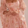 Sancia engelsk vintage roseprint minikjole med puffermmer