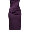 Santana Grape Satin Strapless Midi Kjoler