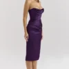 Santana Grape Satin Strapless Midi Kjoler