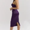 Santana Grape Satin Strapless Midi Kjoler