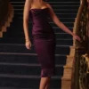 Santana Grape Satin Strapless Midi Kjoler