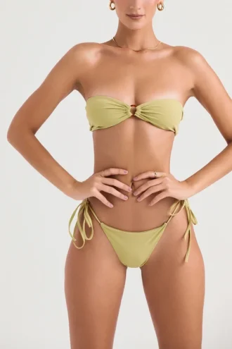 Santorini olivengrønn bikinier-underdeler med snøring i sidene