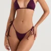 Santorini Prune bikinier med snøring i sidene som underdeler