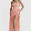 Sarina Apricot Ruffle Maxi Kjoler