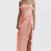 Sarina Apricot Ruffle Maxi Kjoler