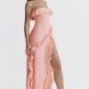 Sarina Apricot Ruffle Maxi Kjoler