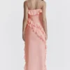Sarina Apricot Ruffle Maxi Kjoler