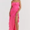 Sarina Fuchsia Ruffle Maxi Kjoler