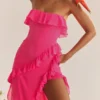Sarina Fuchsia Ruffle Maxi Kjoler