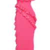 Sarina Fuchsia Ruffle Maxi Kjoler