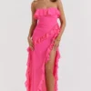 Sarina Fuchsia Ruffle Maxi Kjoler