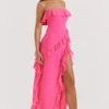 Sarina Fuchsia Ruffle Maxi Kjoler