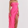 Sarina Fuchsia Ruffle Maxi Kjoler
