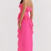 Sarina Fuchsia Ruffle Maxi Kjoler