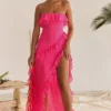 Sarina Fuchsia Ruffle Maxi Kjoler