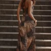 Seren Leopard håndbrodert maxi-kjole
