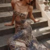 Seren Leopard håndbrodert maxi-kjole