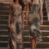 Seren Leopard håndbrodert maxi-kjole