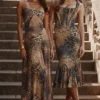 Seren Leopard håndbrodert maxi-kjole
