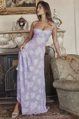 Seren Orchid blomstermønstret maxi-kjolelook med blonder på ryggen