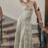 Seren Pistachio Floral Lace Back Maxi Kjoler
