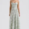 Seren Pistachio Floral Lace Back Maxi Kjoler