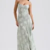 Seren Pistachio Floral Lace Back Maxi Kjoler