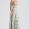 Seren Pistachio Floral Lace Back Maxi Kjoler