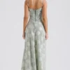 Seren Pistachio Floral Lace Back Maxi Kjoler
