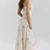 Seren Vanilla brodert, håndperlet blomster-maxi-kjole